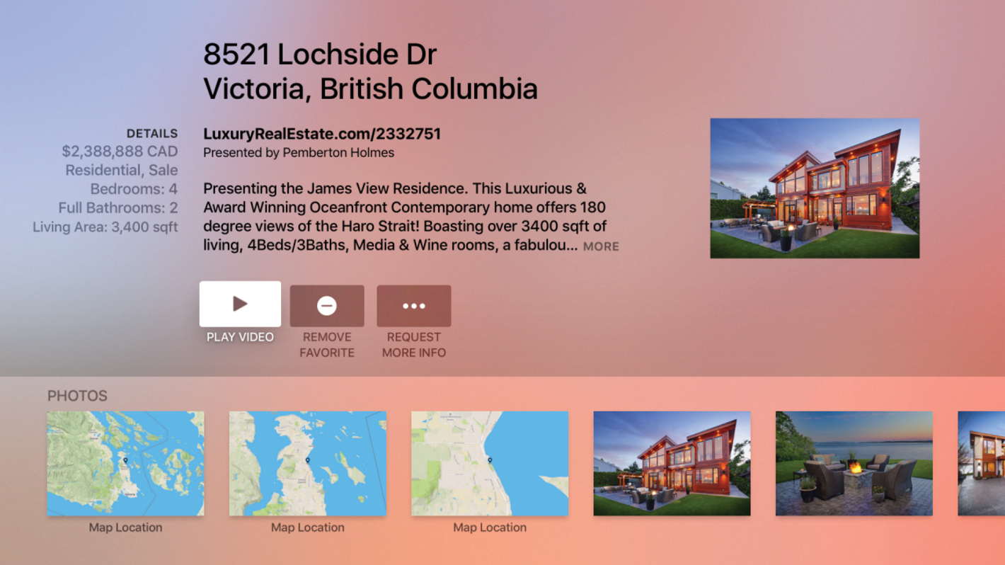 Luxury Real Estate Apple TV Property Information Screen